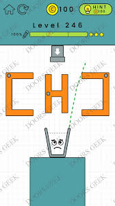 Your job is to draw a line to make the glass filled up with liquid and smile again!try to find the best way to complete. Happy Glass Level 246 Solution Doors Geek