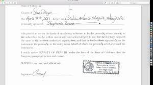 New notary packages include the surety bond, stamp, journal and thumbprinter that are required by law. California Notary Acknowledgment Youtube