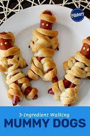 Walking Mummy Dogs Recipe In 2020 Mummy Hot Dogs Recipe Hot Dog Recipes Dog Recipes
