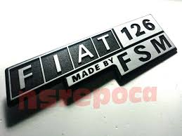 FIAT 126 FSM SCRITTA STEMMA SIGLA TARGHETTA BADGE EMBLEM FREGIO COFANO  ORIGINALE