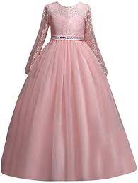 Amazon Com Moonker Girls Princess Wedding Dress 4 13 Years Old Children Girls Kid Clothes Long Sleeve Flower Lace Gown Dresses Pageant Dress Gowns For Girls