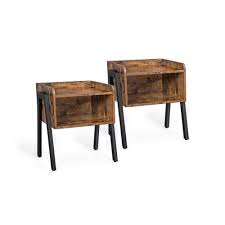 Accent metal side tables bring an industrial, modern look to living spaces. Vasagle Alinru Nightstand Set Of 2 Stackable End Table Side Table For Small Spaces Industrial Accent Furniture Metal Frame Rustic Brown Ulet188x
