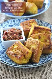 Tahu Goreng Bumbu Kuning Turmeric And Spiced Fried Tofu Recipe Fried Tofu Vegan Dishes Recipes