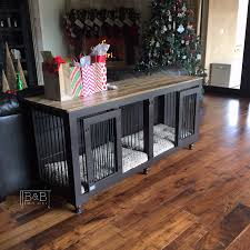 Tbt To This Beautiful Christmas Doggie Den With Custom Staining One Of Our Favorites Dog Crate Furniture Dog Kennel Furniture Dog Furniture