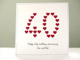 Ruby Wedding Anniversary Card Personalised 40th Anniversary Greeting Card Husband Wife Mum Dad Mom Free Personalisation Handmade Uk In 2020 Wedding Anniversary Cards Anniversary Cards Handmade Diamond Wedding Anniversary Cards