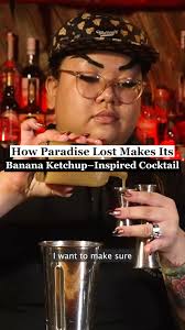 At New York’s Paradise Lost, beverage director Kitty Bernardo makes a  frozen cocktail inspired by Filipino banana ketchup. 🍌🕷️ 🍌🕷️