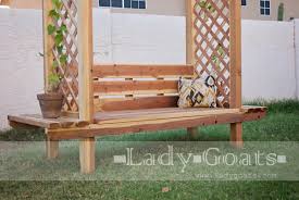 Pergola style, corner, lattice & under seat storage designs. Outdoor Bench With Arbor Ana White