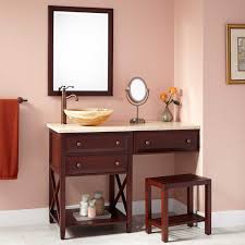 60 zoll bad eitelkeit mit make up bereich waschbecken eitelkeit. 48 Glympton Vessel Sink Vanity With Makeup Area Mahogany Console Vanities Bathroom Vanities Bathroo Bathroom Vanity Vessel Sink Vanity Trendy Bathroom