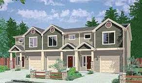 Plan 38027lb Triplex House Plan With 3 Bedroom Units Family House Plans House Construction Plan Town House Plans