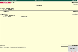 Since most post dated checks are written due to the account they are. Post Dated Cheque Entry