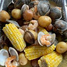 This is what goes on top of all the stuff i do lots of crawfish boils and usually start cooking the sausage (i use uncooked) and vegetables then add the seafood in order to balance out the cooking. Clam Bake Allrecipes