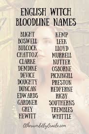 English Witch Last Names Surnames Character Names Writing Characters Writing Words