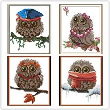 Maybe you would like to learn more about one of these? Amazon Com Cross Stitch Kits Awesocrafts Owls 4 Four Seasons Easy Patterns Cross Stitching Embroidery Kit Supplies Stamped Or Counted Counted
