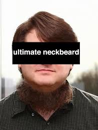 'a neckbeard is like a wild, untamed wilderness located beneath one's chin.' 'if a neckbeard is accompanied by a ponytail, then the guy is either a good computer programmer or a bad musician.' Neckbeard Know Your Meme