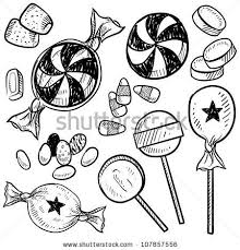 Black And White Candy Land Candy Clipart Doodle Style Hard Candy Set Sketch In Vector Format Includes Lollipops Mints Wrapped Candy Butterscotch Cand Candy Drawing Clipart Black And White Doodles