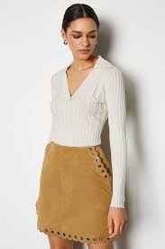 This item has 0 required items. Eyelet Detail Suede Mini Skirt Karen Millen