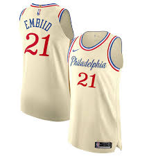 Attain the look of your favorite philadelphia 76ers player this season with this tyrese maxey 2020/21 fast break replica icon edition jersey from fanatics branded. Joel Embiid Philadelphia 76ers Nike 2019 20 Finished Jersey Cream City Edition Cfjersey Store