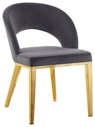 Modish curved back black velvet black legs dining accent chair. Roberto Velvet Dining Chair Contemporary Dining Chairs By Meridian Furniture