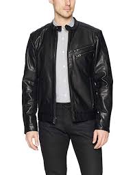 Affiliate Guess Men S Faux Leather Moto Jacket Black Xl Faux Leather Jacket Men Leather Jacket Men Mens Leather Bomber Jacket