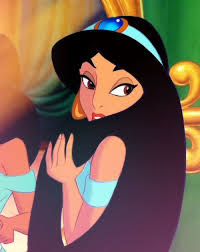 She wears a headband with a blue jewel in the middle. Disney Characters Truly Have The Best Hairstyles Which One Works Best For You Disney Princess Jasmine Disney Art Disney Princess Quotes