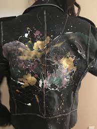 Custom Painted Leather Jacket Follow Vannity Thelabel On Insta Painted Leather Jacket Painting Leather Diy Leather Jacket