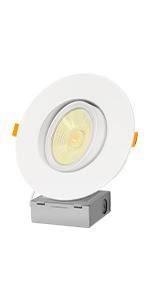 Gimbal recessed light with remote junction box, 360 degrees rotation and 30 degrees horizontal tilting; Jullison 4 Inch Led Low Profile Recessed Surface Mount Disk Light Round 10w 600 Lumens 3000k Warm White Cri80 Dob Design Dimmable Cetlus Listed 1 Pack White Amazon Com