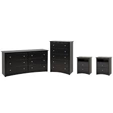 Product titlekingso 4 drawer dresser for bedroom, tall vertical o. 4 Piece Bedroom Set Night Stand Dresser And Chest In Black Walmart Com Walmart Com