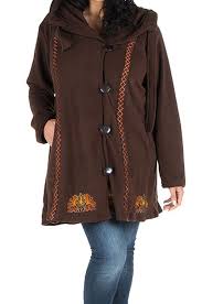 Manteau Size Plus A Capuche Et Fermeture Boutons En 100 Polaire Chocolat Edna