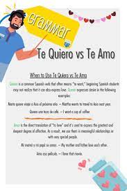 Te Quiero Vs Te Amo Grammar And Vocabulary Homeschool Spanish Spanish Terms Of Endearment