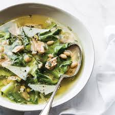 In a dutch oven, heat oil over medium heat. Tuscan White Bean And Escarole Soup With Tuna Recipe Food Wine