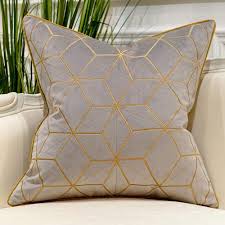 Shop for gold pillows at bed bath & beyond. Amazon Com Avigers 18 X 18 Inches Grey Gold Plaid Cushion Case Luxury European Throw Pillow Cover Decorative Pillow For Couch Living Room Bedroom Car Home Kitchen