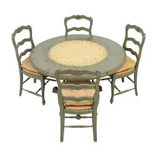 Dining table with chair and bench. 90 Off Hand Painted Country Style Kitchen Table And Chairs Tables
