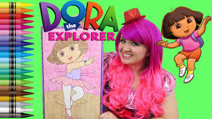 Dora coloring pages for kids. Coloring Dora The Explorer Boots Giant Coloring Book Page Crayola Crayons Kimmi The Clown Youtube
