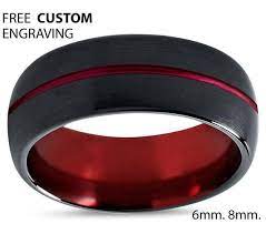 Mens Wedding Band Red Black Wedding Ring Tungsten Ring 8mm Personalized Engagement Ring Promise Ring Rings For Men Rings For Women In 2019 Black Red Wedding Black Wedding Rings Wedding Bands