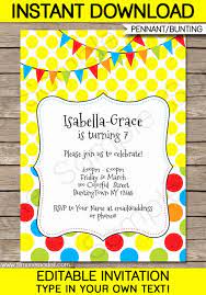 Editable Birthday Invitations Templates Free New Colorful Bunting Invita Party Invite Template Birthday Invitation Templates Free Birthday Invitation Templates