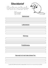 Check spelling or type a new query. Tiersteckbrief Vorlagen Sw Steckbriefe Tiere Sachthemen Hus Klasse 3 Grundschulmaterial De