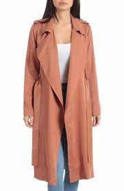 Badgley Mischka Faux Leather Trim Long Trench Coat Long Trench Coat Long Trench Badgley Mischka