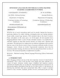 Pdf Sentiment Analysis On Twitter Data Using Machine Learning Algorithms In Python