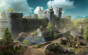 I Have A Mansion In The Post Apocalyptic World Chicken Medieval Fortress Location Https Www Artstation Com Artwork Lenxz Https Www Behance Net Gallery 5034 Fortress Concept Medieval Fortress Fantasy Landscape