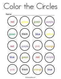 Using the circle coloring pages, you can teach your kid about numbers, small and big comparison, sports, food habits, sun, festivals, shapes and a host of other things. Color The Circles Coloring Page Kindergarten Math Worksheets Free Kids Math Worksheets English Lessons For Kids