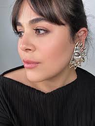 Oversized Vintage Sterling Silver Sun Electroform Clip-on Earrings