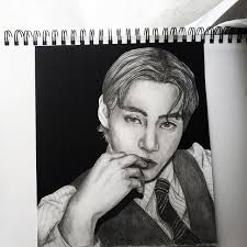 Kim taehyung as your favorite art student, a thread : Wall Decor Bts V Kim Taehyung Drawing Kpop Art Painting Poshmark