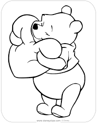 Coloring Page Of Winnie The Pooh Hugging A Giant Heart Disney Winniethepooh Valen Bear Coloring Pages Winnie The Pooh Drawing Valentines Day Coloring Page