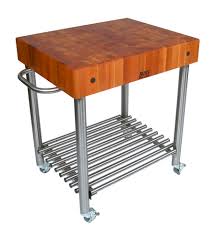 Made of real beechwood with natural finish. John Boos Cherry D Amico Butcher Block Kitchen Cart