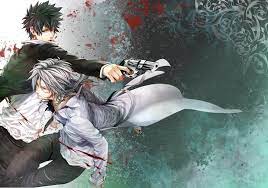 Maybe you would like to learn more about one of these? Smoking Pants Guns Blue Eyes Blood Suit Razor Tie Long Hair Revolvers Weapons Short Hair Yellow Eyes Necklaces Anime Boys Cigarettes Two Boys Coat Black Hair Silver Hair Psycho Pass Wallpapers Hd