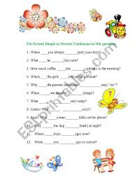 present simple and present continuous wh questions esl worksheet by peterbrown2017