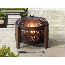 Garden Treasures 31 In W Black With Golden Brush Steel Wood Burning Fire Pit Lowes Com Fire Pit Wood Burning Fires Wood Burning Fire Pit
