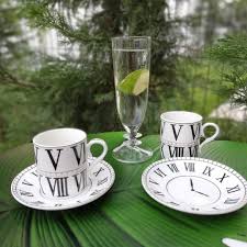 saat desenli ikili porselen kahve fincan seti 65 yerine 44 tl sunum sunumonemlidir cici cicibici pembe tantitoni evdekorasyonu mutfak kitchen ferforje hediyeli