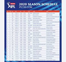Rcb, kxip, kkr, srh, dc, and rr will play their first matches thereon. Dream 11 Ipl 2020 Full Schedule Pdf Download Time Venue Team News