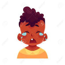 Petit Visage De Garcon Pleurer Expression Du Visage Vecteur Dessin Anime Illustrations Isole Sur Fond Blanc Male Noir Visage Enfant Emoji Pleurer Verser Des Larmes Triste Coeur Brise Dans La Douleur Clip